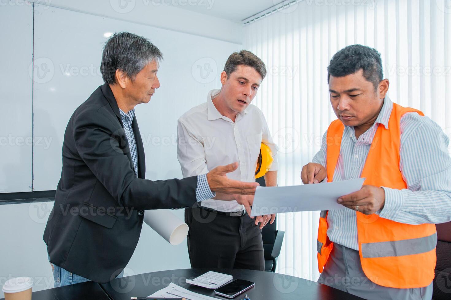 Business people team work while working in board room, design project, discussing ideas,discuss financial statistics together teamwork concept photo
