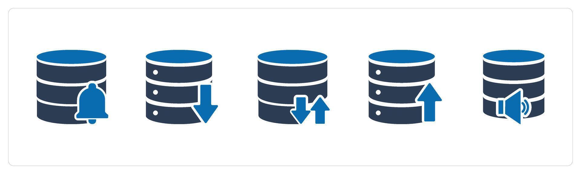 A set of 5 Internet icons as server notification, download server, vector