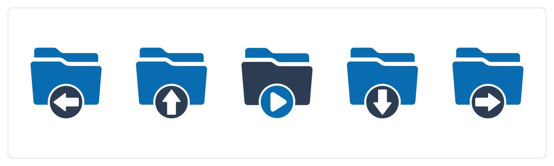 A set of 5 Document icons as receive folder, upload folder, folder vector