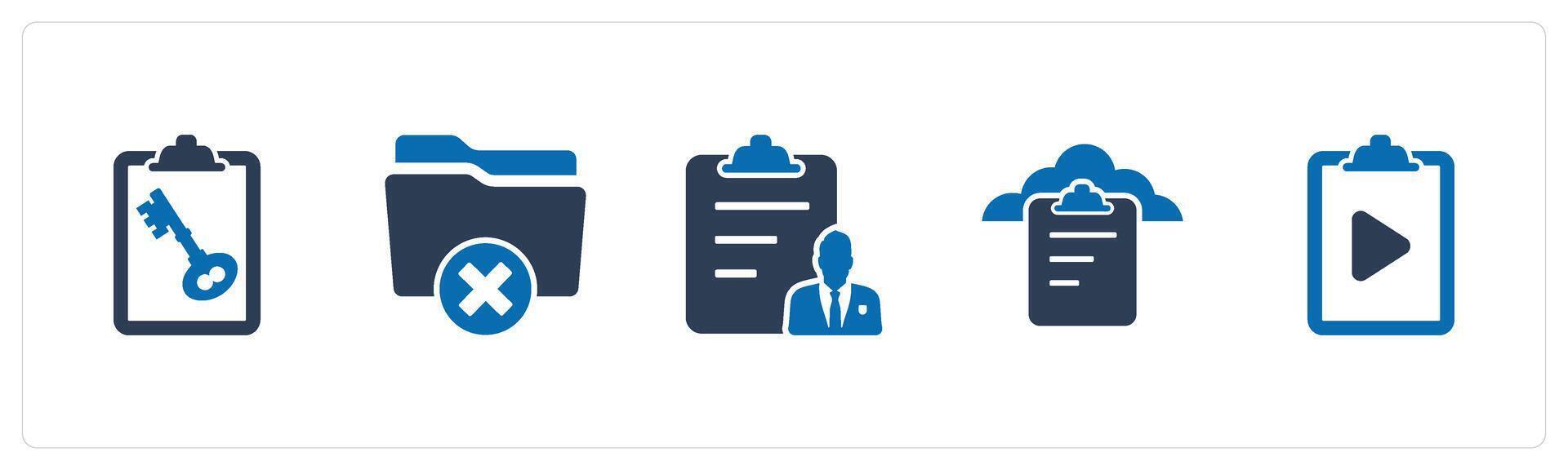A set of 5 Document icons as page protection, wrong folder, document vector