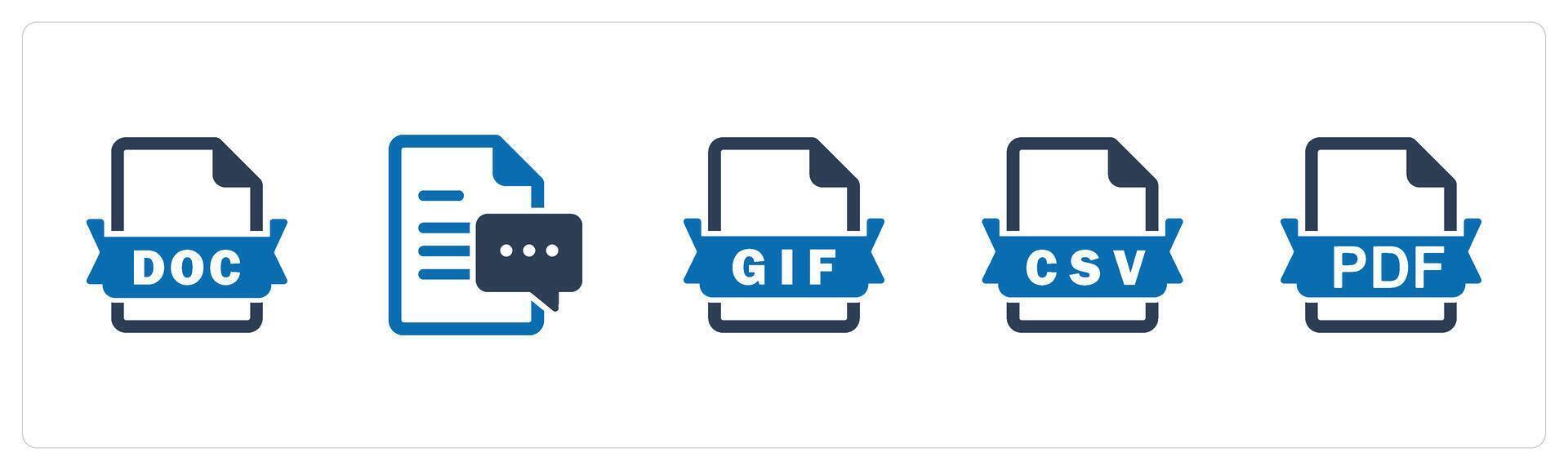 A set of 5 Document icons as doc file, document, gif file vector