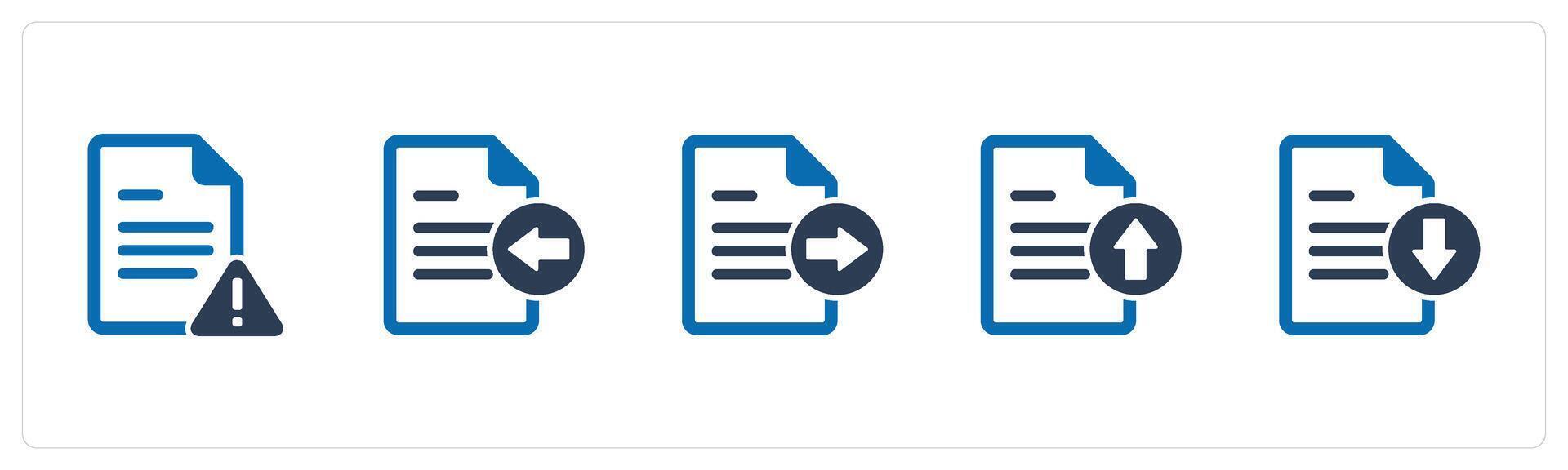 A set of 5 Document icons as page error, receive file, send file vector