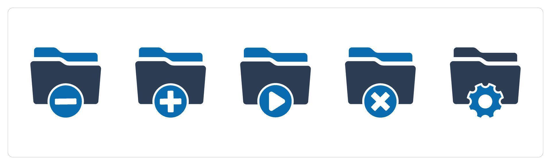 A set of 5 Document icons as remove folder, create folder, folder vector
