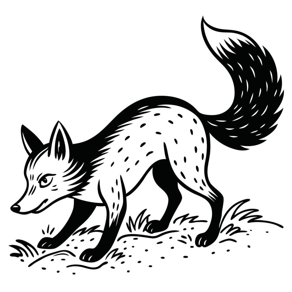 Fox black and white vector