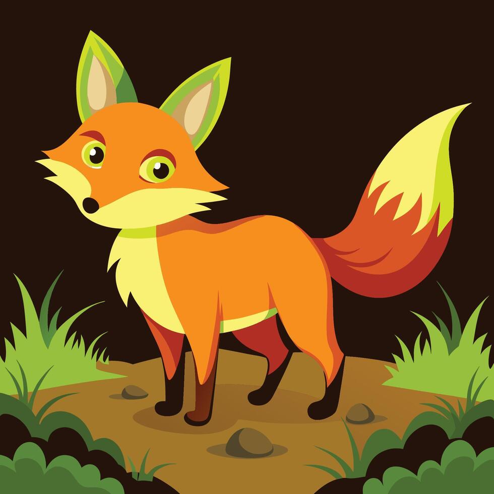A cartoon fox standing in the grass vector