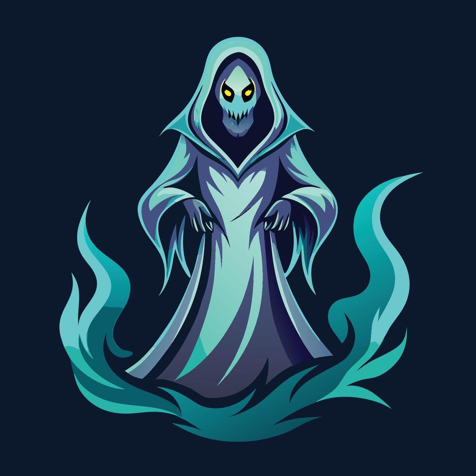 A cartoon character in a hood with glowing eyes vector