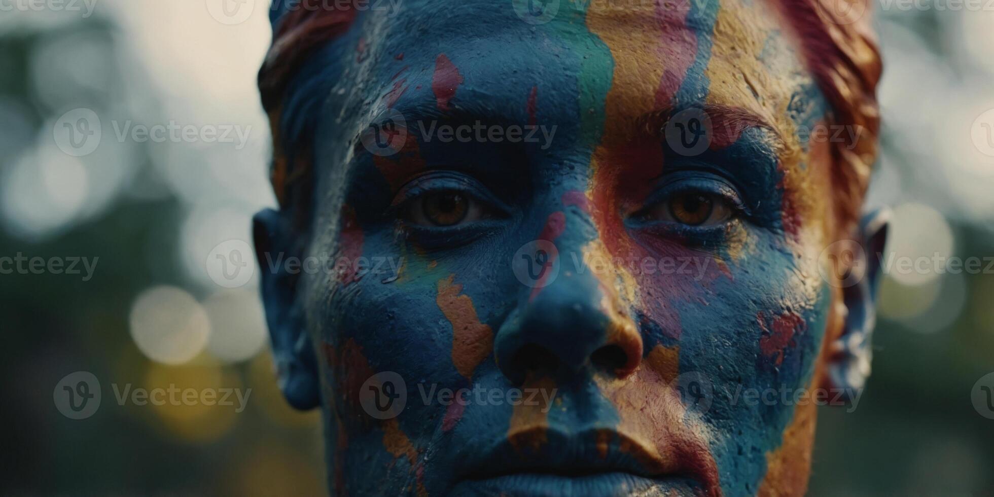 Mystical representation of a human face in colors. photo