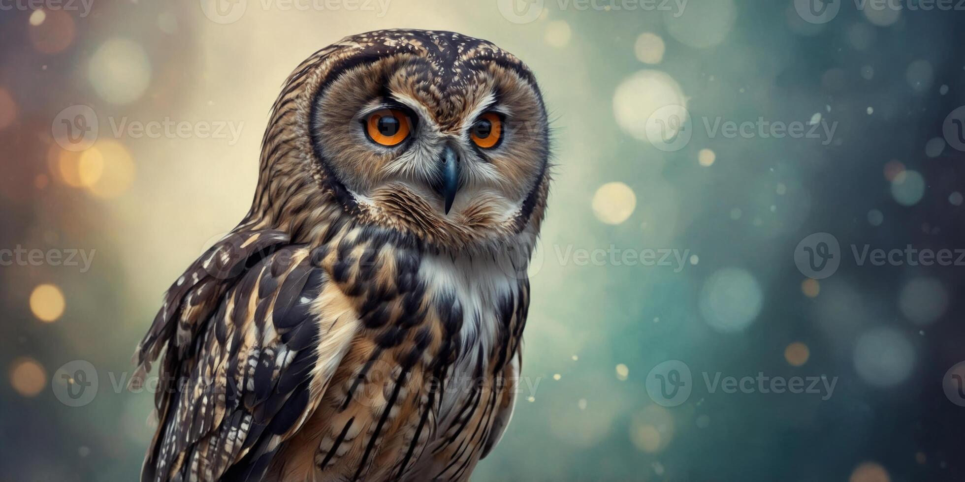 Clipart of a mystical owl perched on a dreamcatcher watercolor feathers blending with bohemian elements. photo