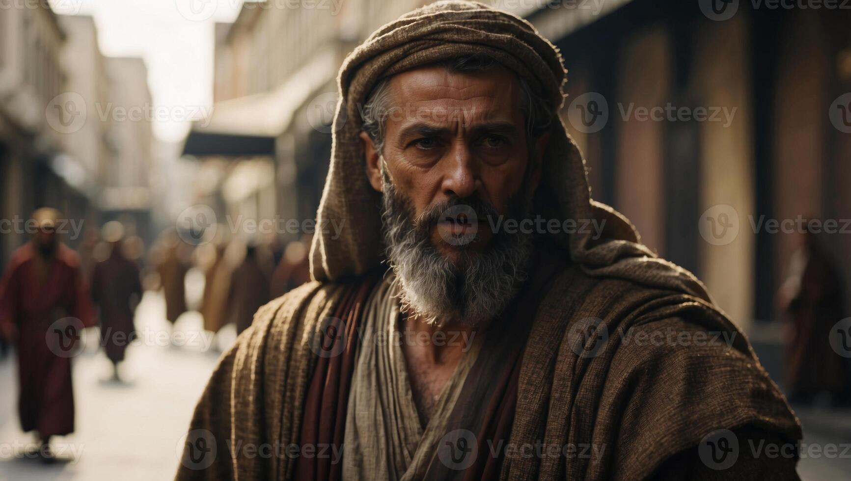 Pharisee in the street Old testament Biblical Scene. photo
