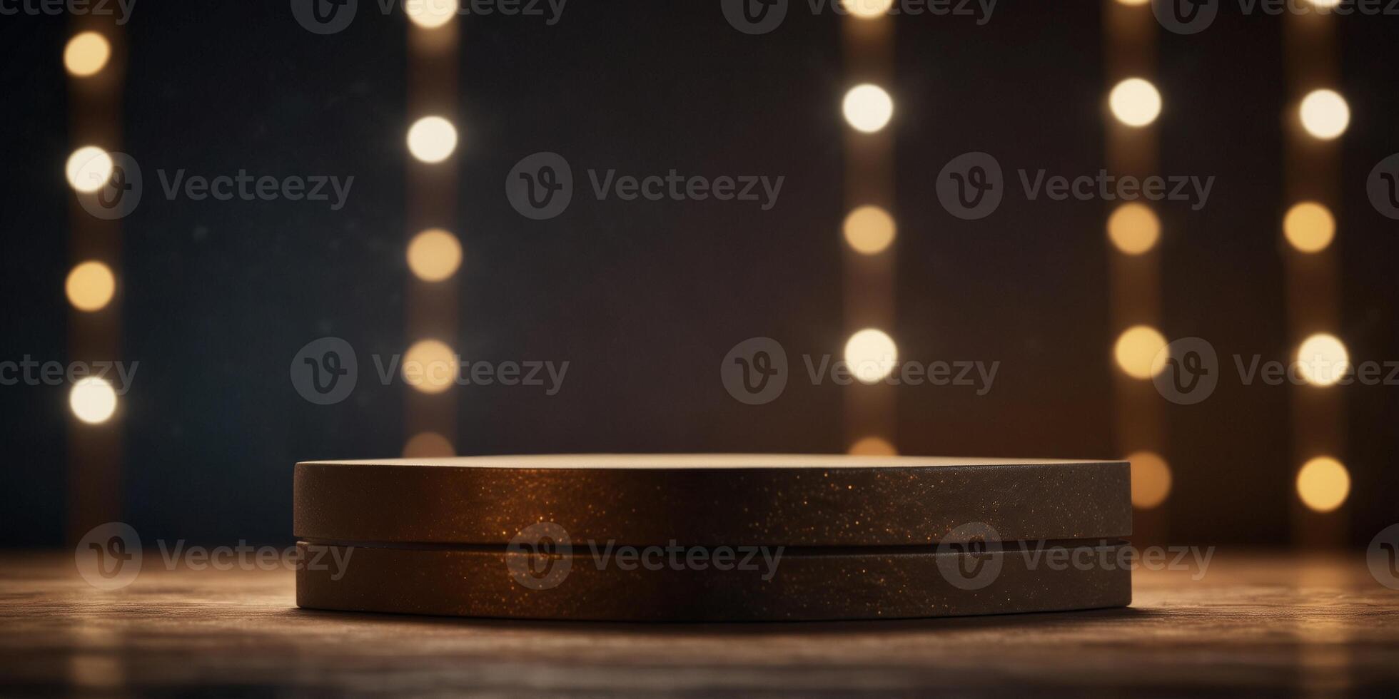 Illuminated Stage Podium with Directional Lights for Product Marketing Display. photo