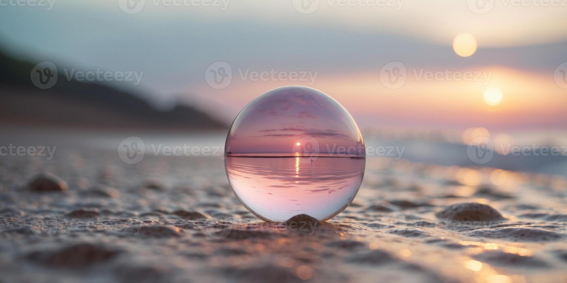 Serene pastel landscape with smooth waves and single pink sphere. photo