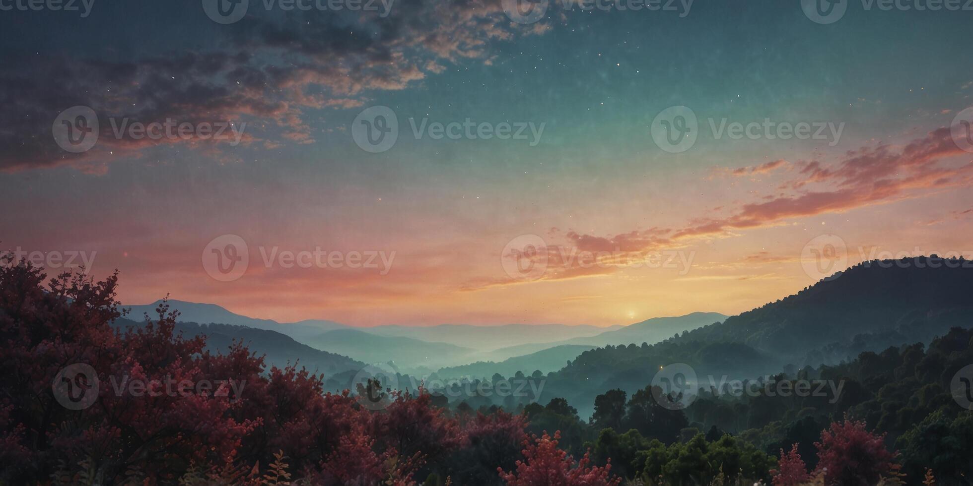 Soft gradient colors blend in a dreamy landscape. photo