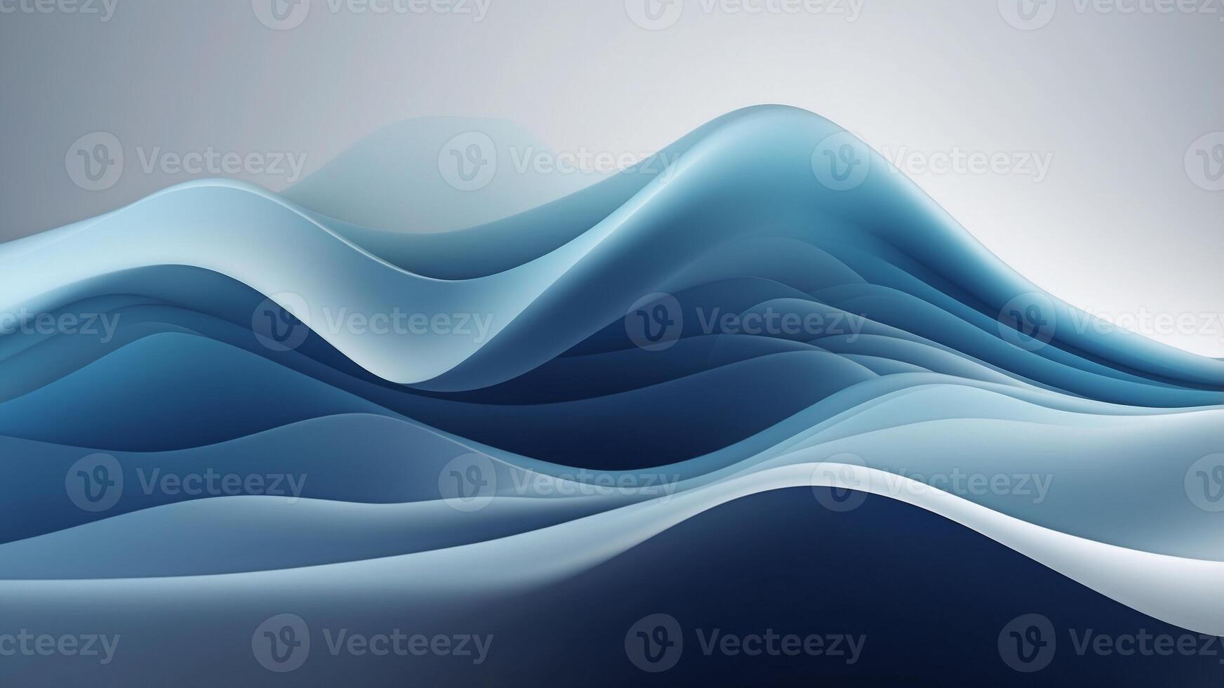 Abstract blue wave design with smooth gradients and soft lines. photo