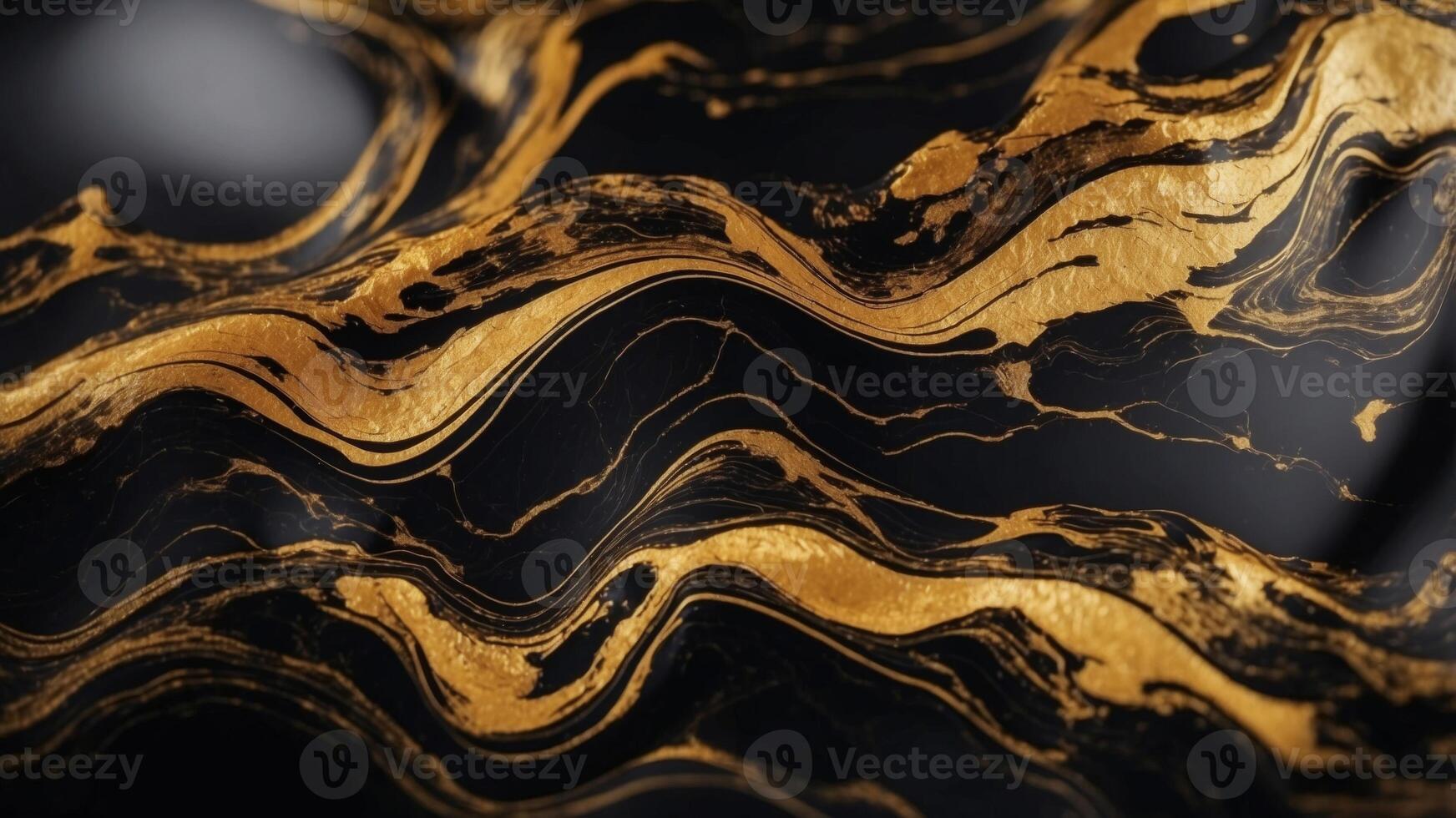 Close up of a black and gold marble background. photo