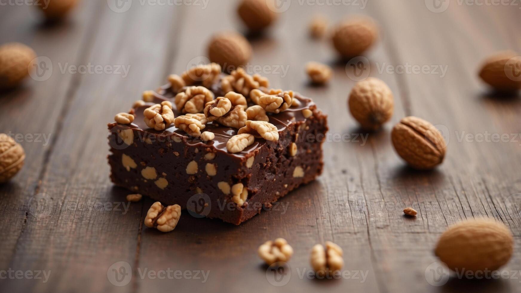 composition walnuts squares top brownie lay horizontal cutting food Flat view board Chocolate. photo