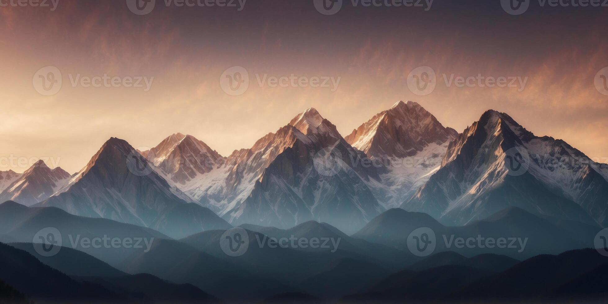 A mountain range with peaks that appear to be made of solidified smoke. photo