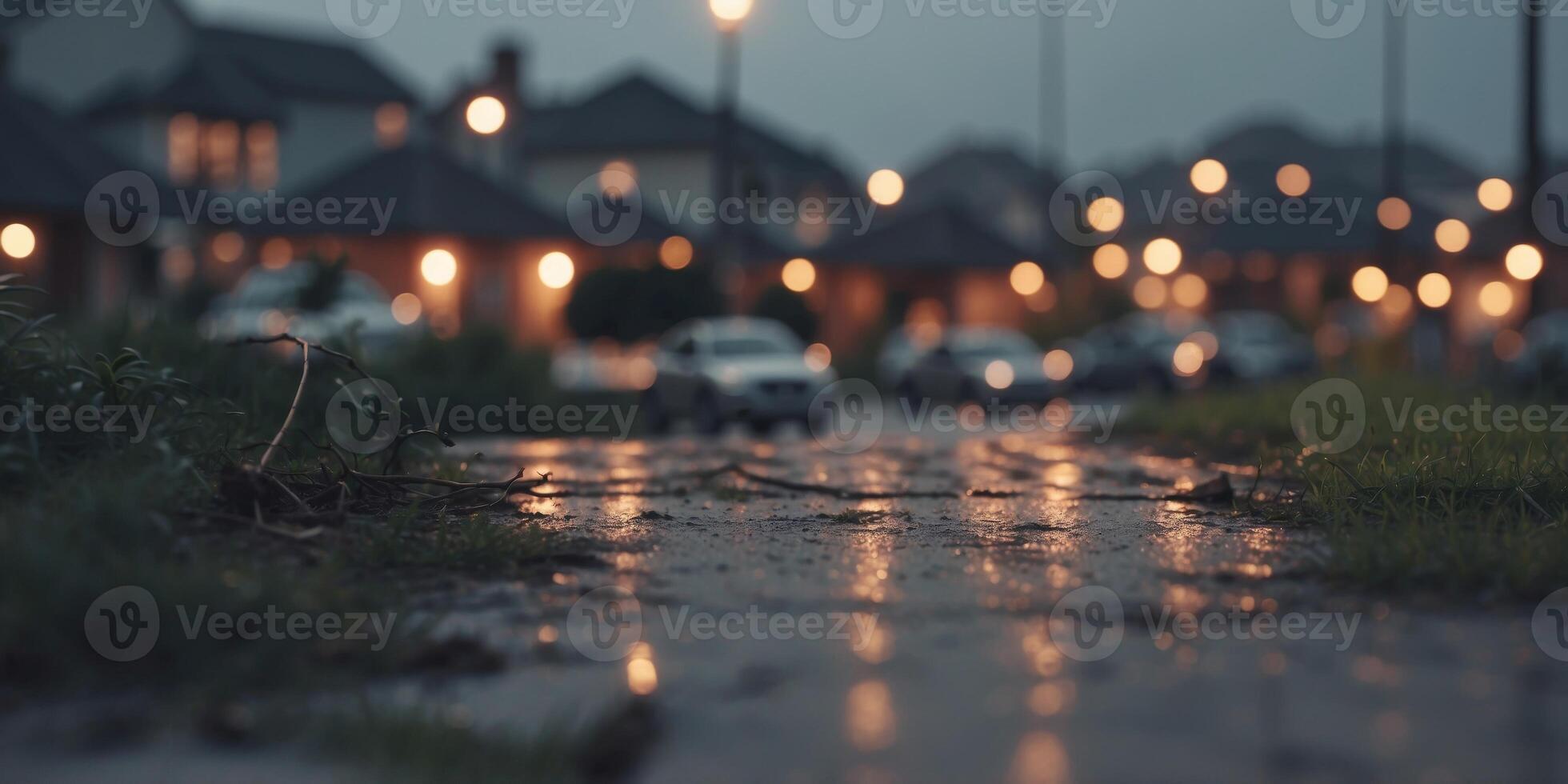 Storm Aftermath in Urban Neighborhood with Overcast Sky. photo