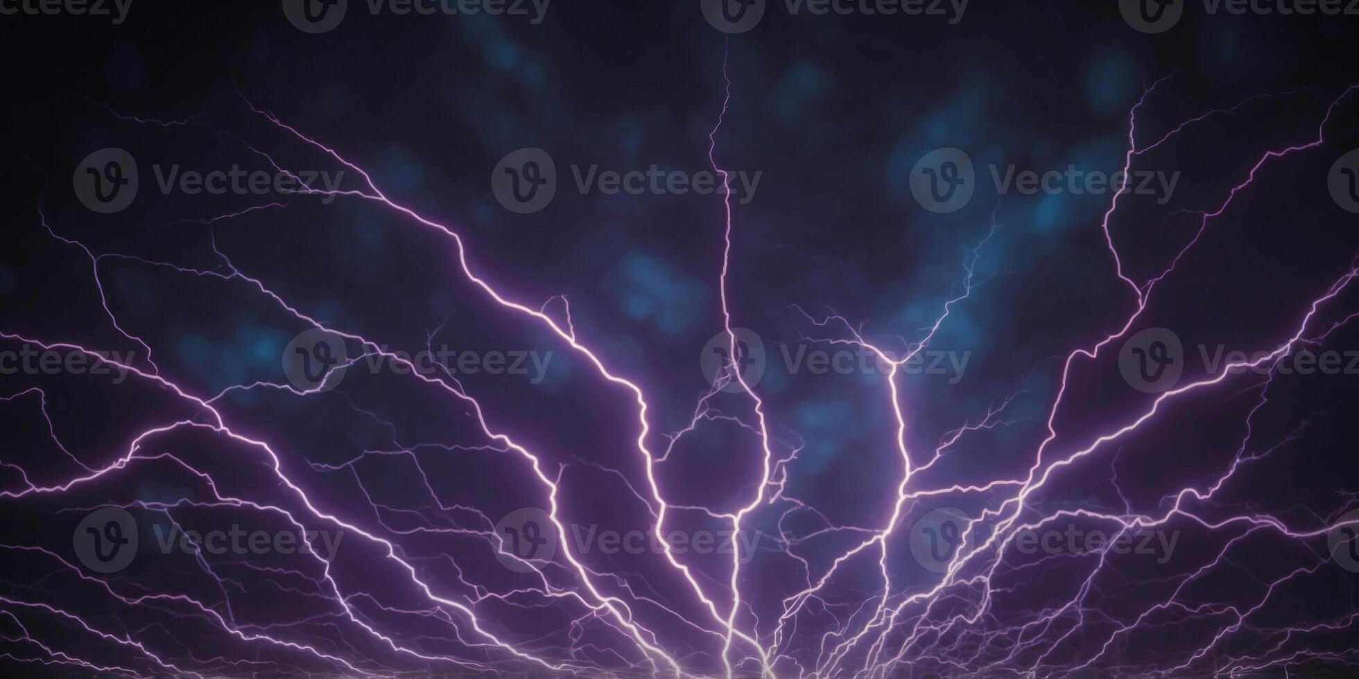 A high-energy background of electric blue lightning bolts on a dark purple base. photo