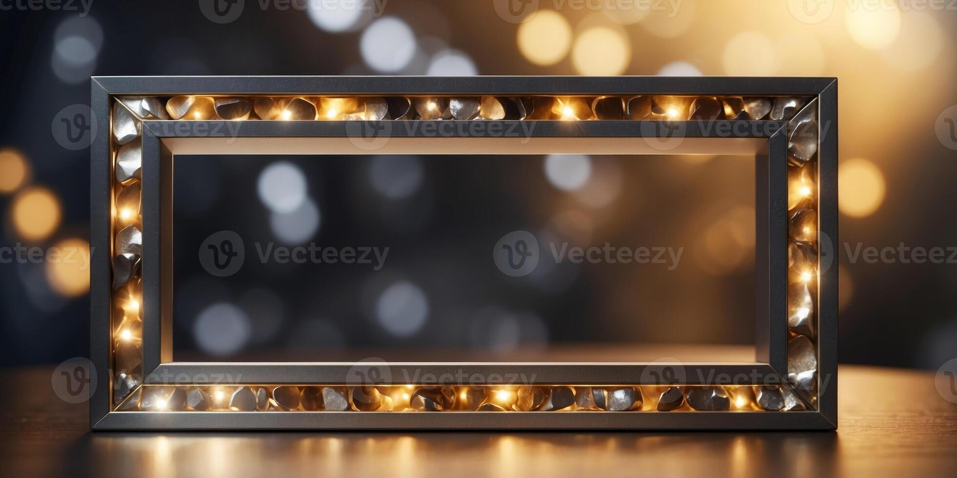 Sleek Metallic Frame with Luxury Silver and Gold Tones for Branding Concepts. photo