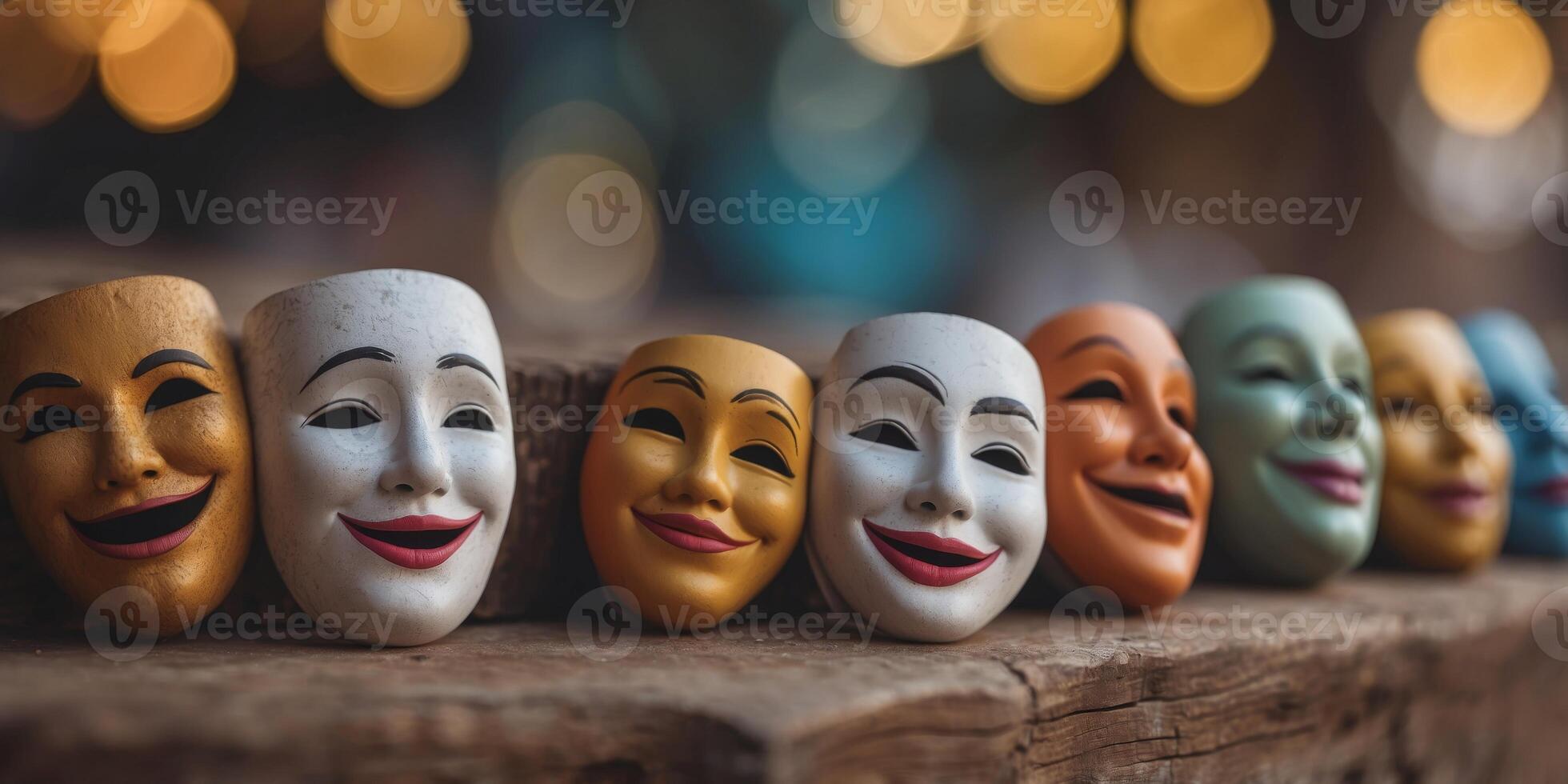 Theater masks with happy and sad expression. photo