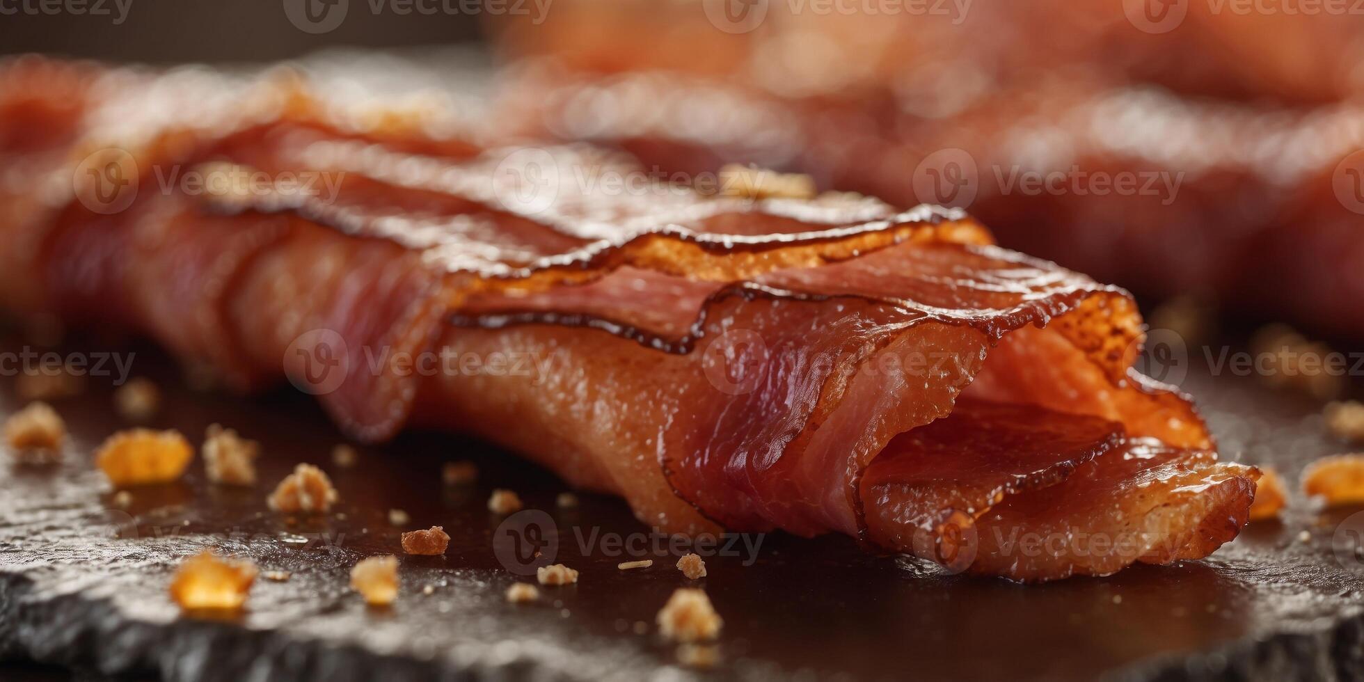 brown sugar glazed bacon on a bacon sheet. photo