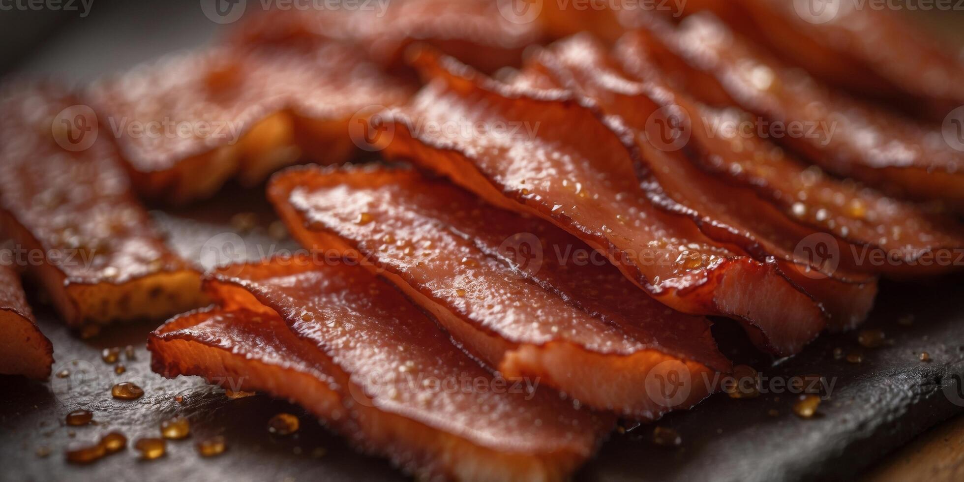 brown sugar glazed bacon on a bacon sheet. photo