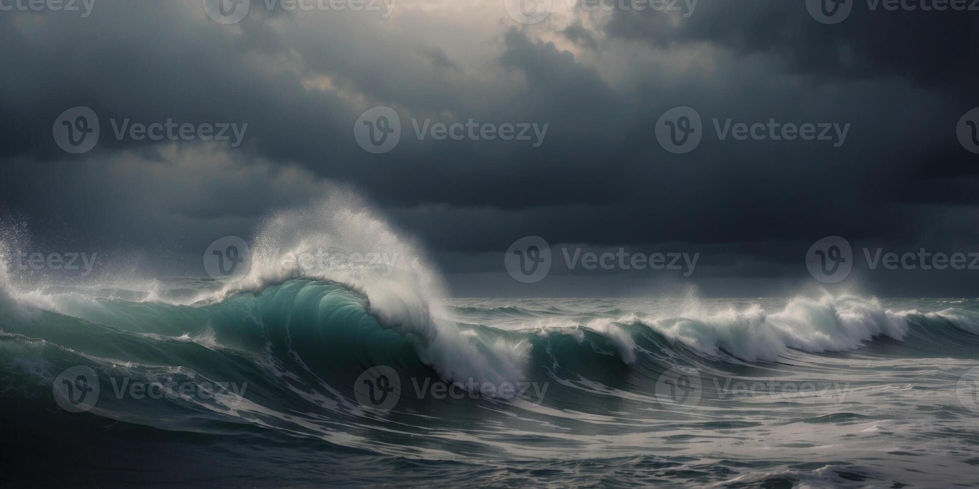 Intense atmospheric cyclone resembling a severe hurricane or super typhoon over the sea. photo
