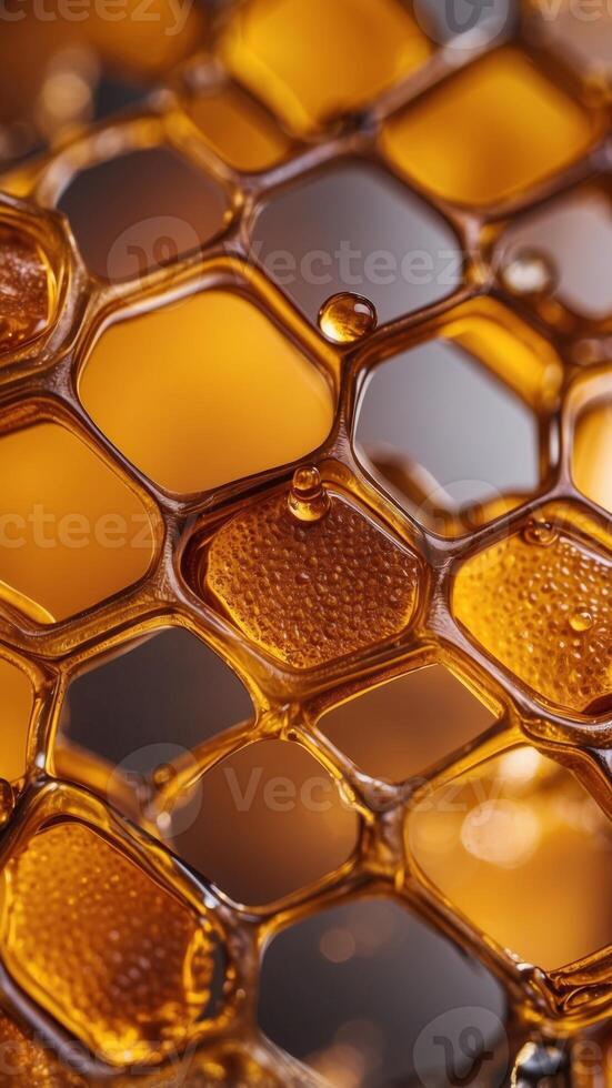 Honeycomb Dripping in Sweet Golden Syrup. photo