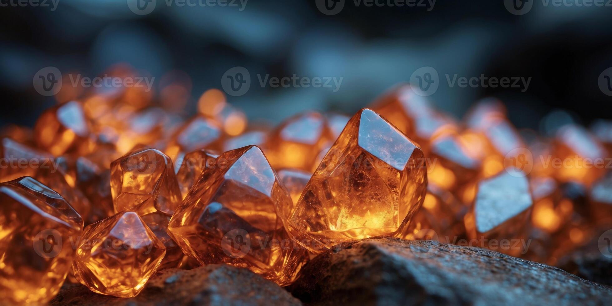 A river of molten glass flowing through a canyon of glowing crystals. photo