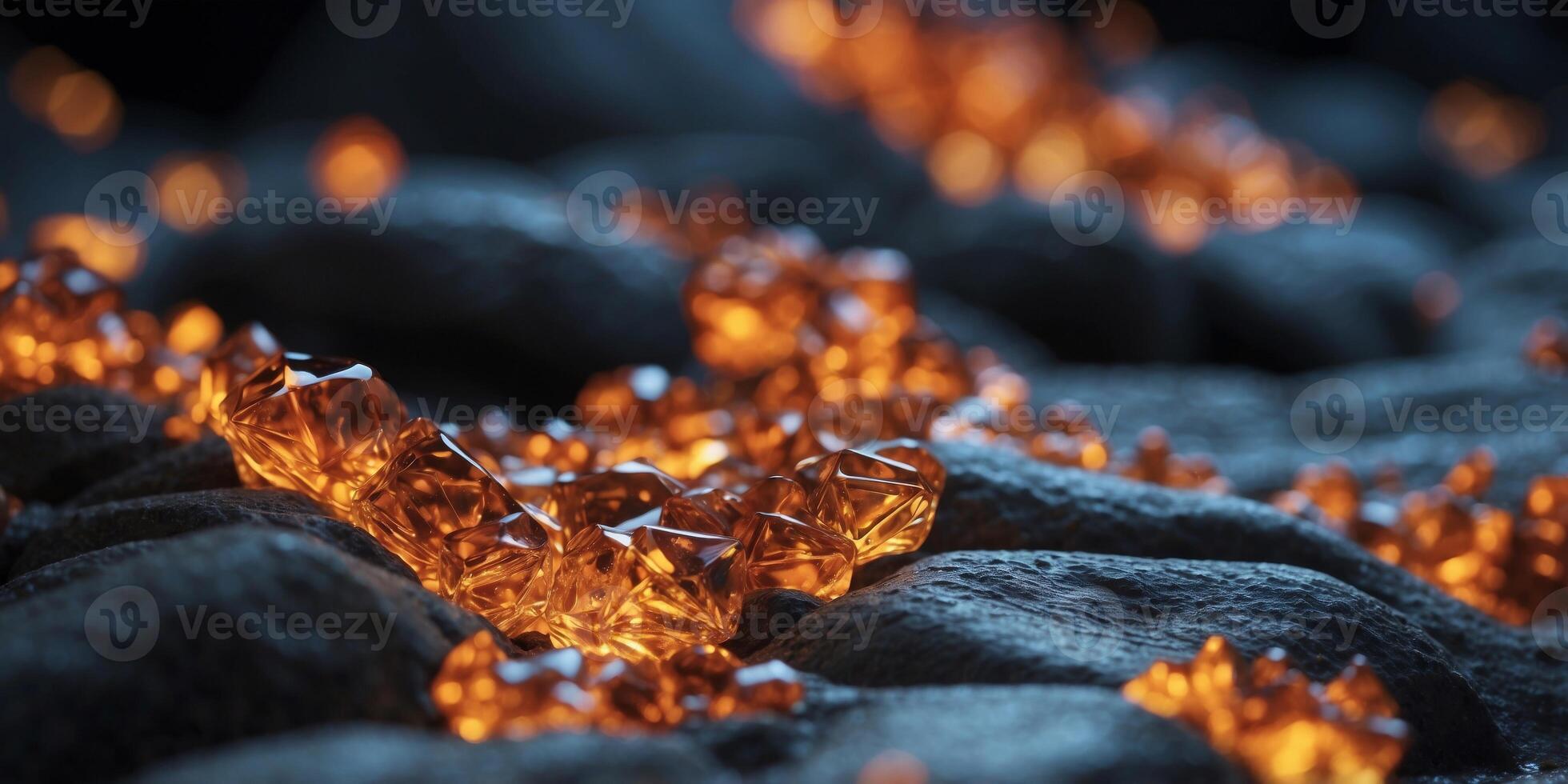 A river of stars flowing through a canyon of glowing crystals. photo