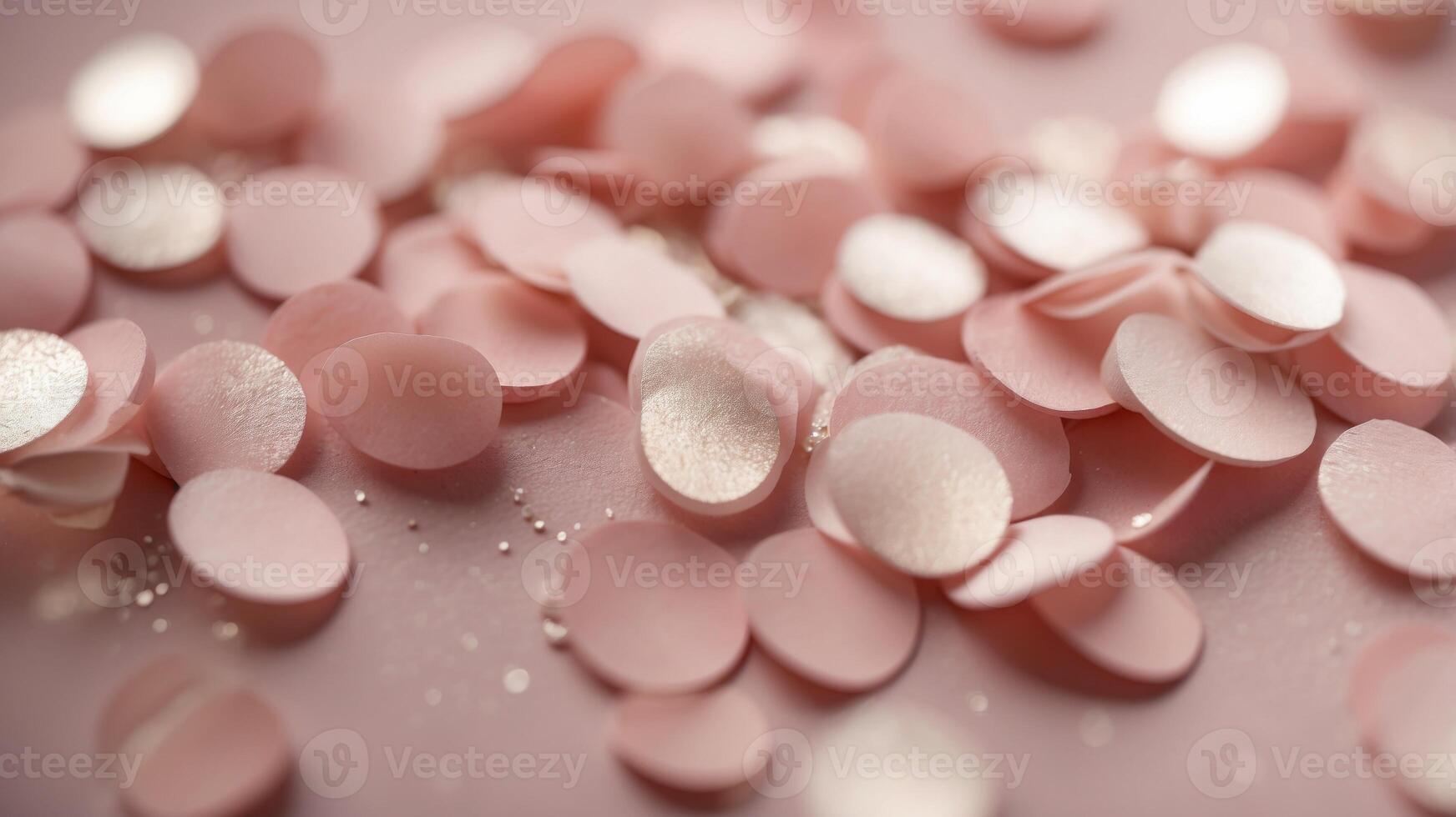 feminine glamorous pastel color pink background with white shiny confetti. photo