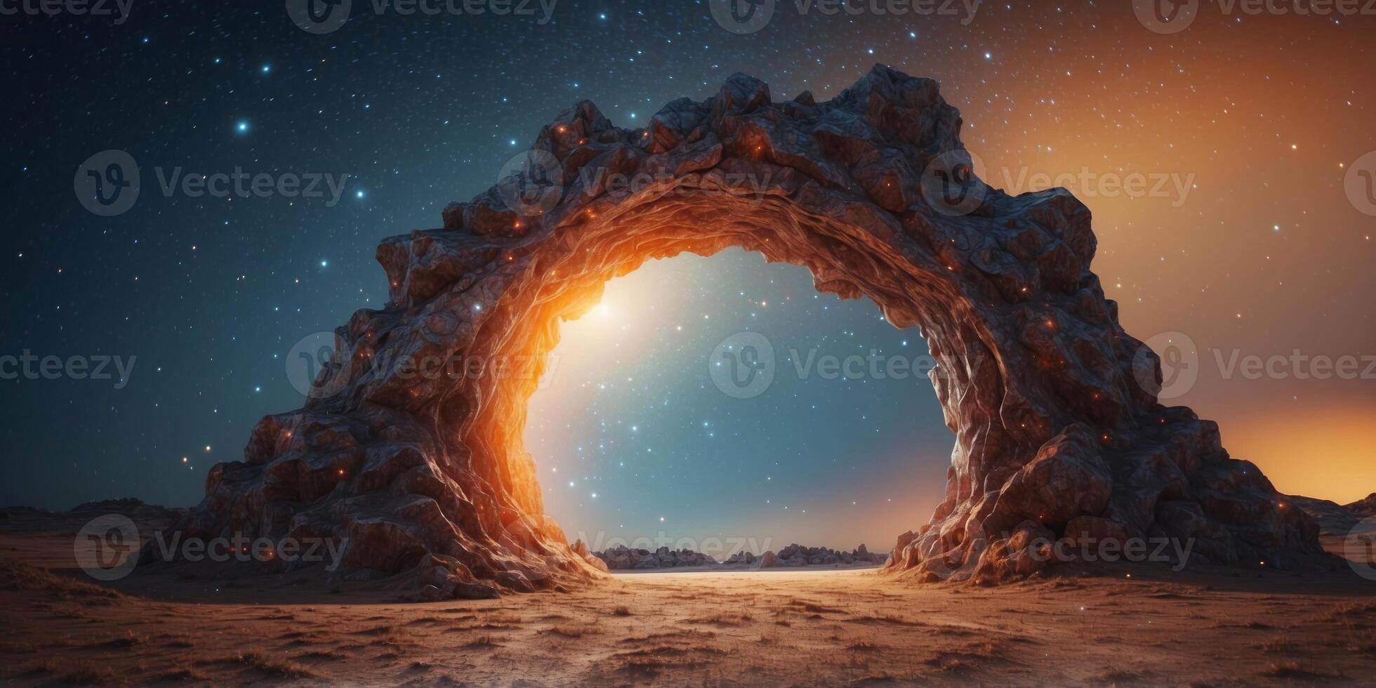 A portal made of stars leading to a dimension of fractal landscapes. photo