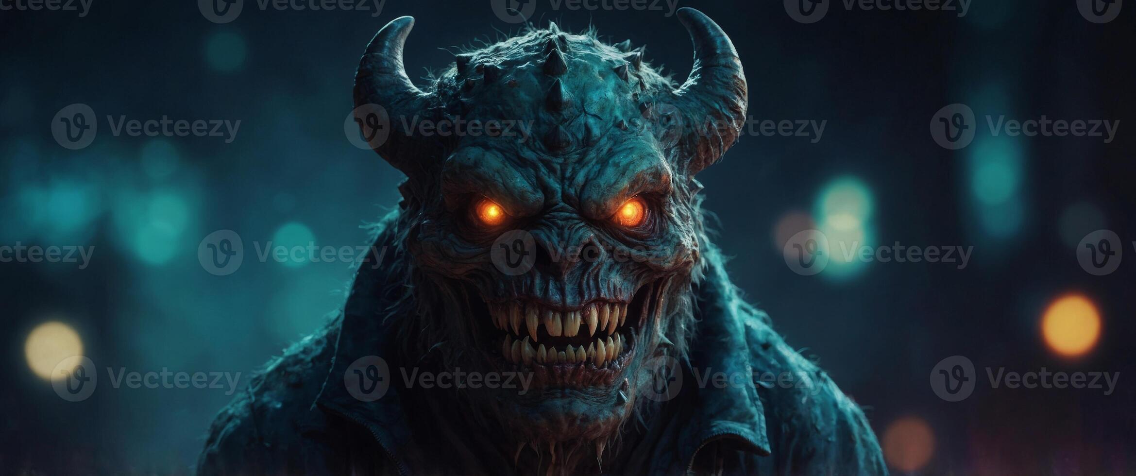 monster from out of space with teeth horror vivid night wallpaper. photo
