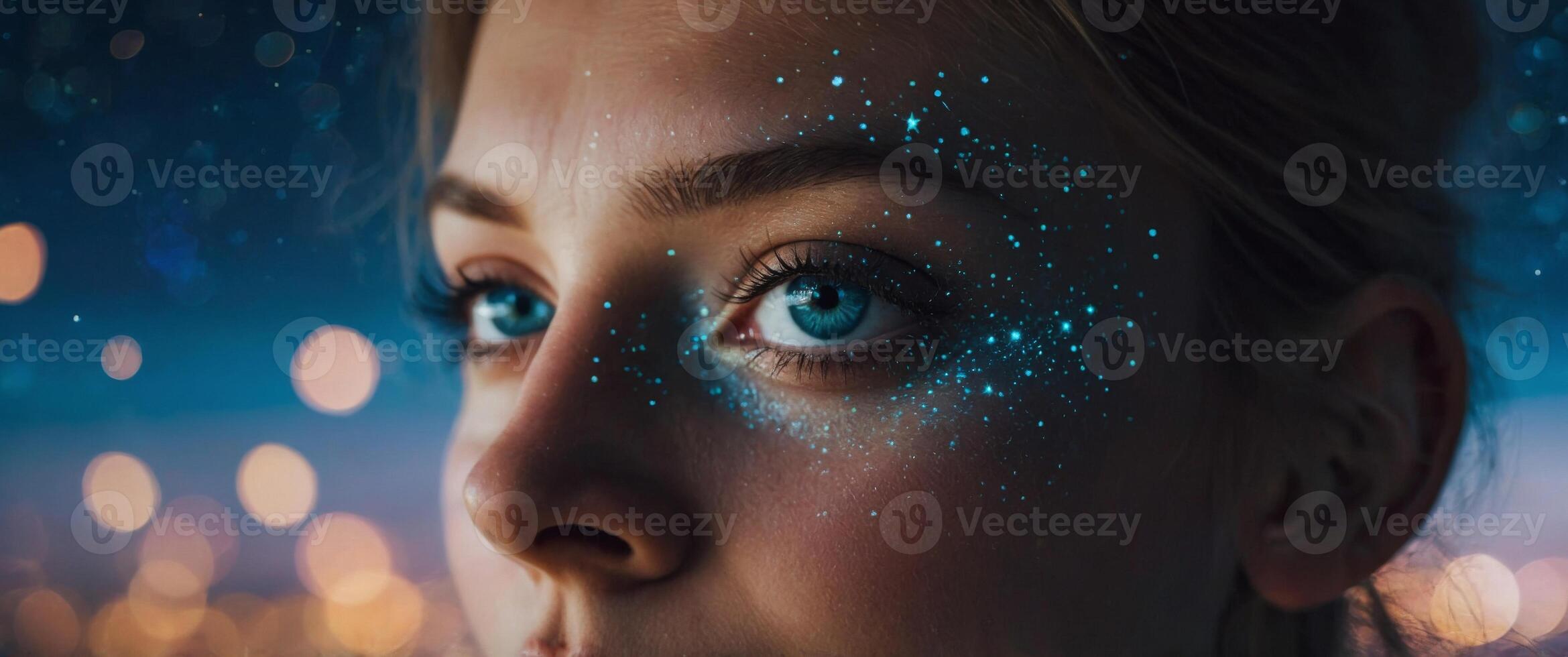 Mesmerizing Starry Sky Reflection in Captivating Eye Capturing Wonder and Dreams. photo