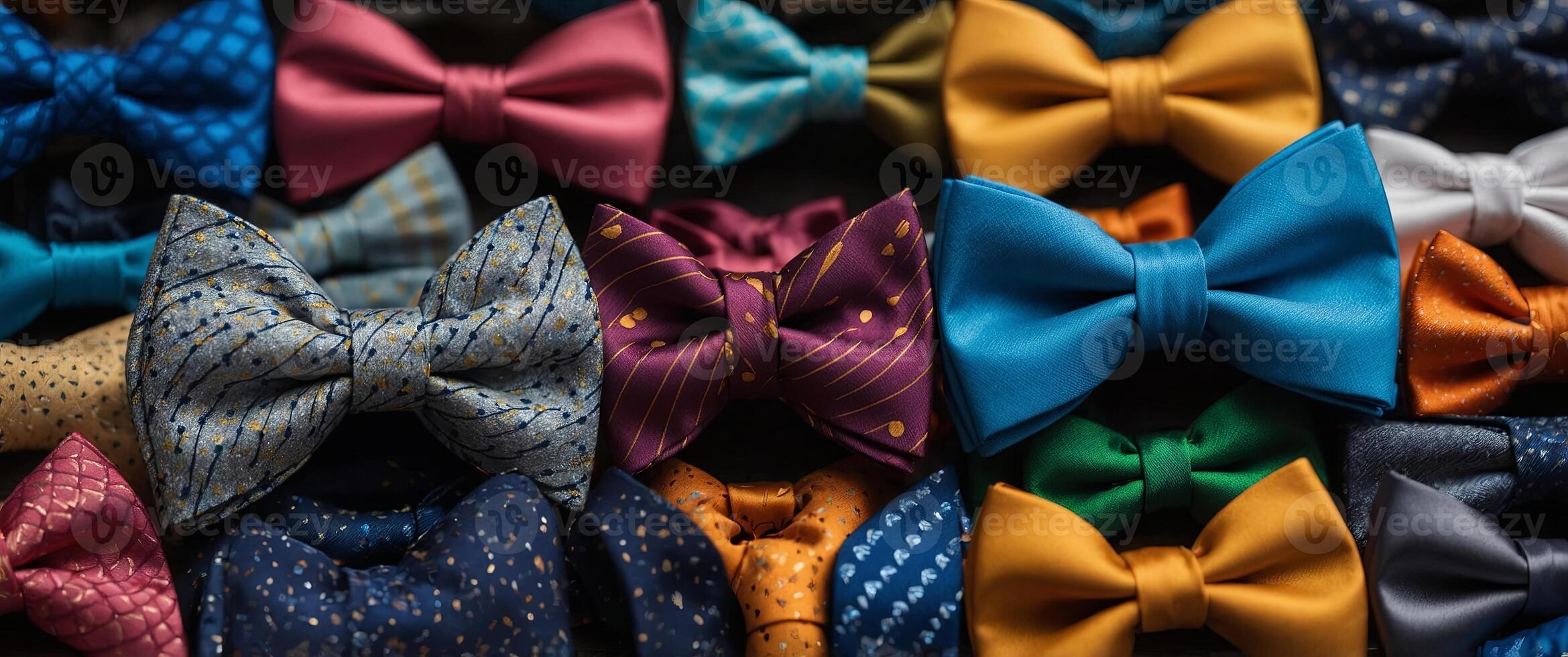 many suit ties or bowties in solid colors - background. photo