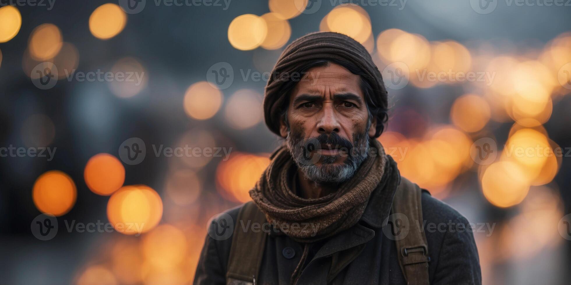 Civilian refugee affected from aggression of war and battle escape city from war zone which has no little comeliness. photo