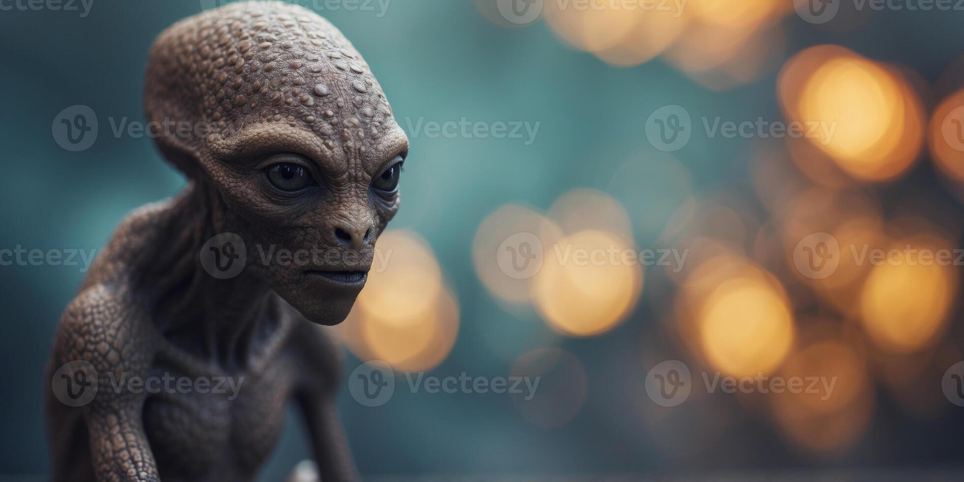 Mysterious alien creature with intense gaze. photo
