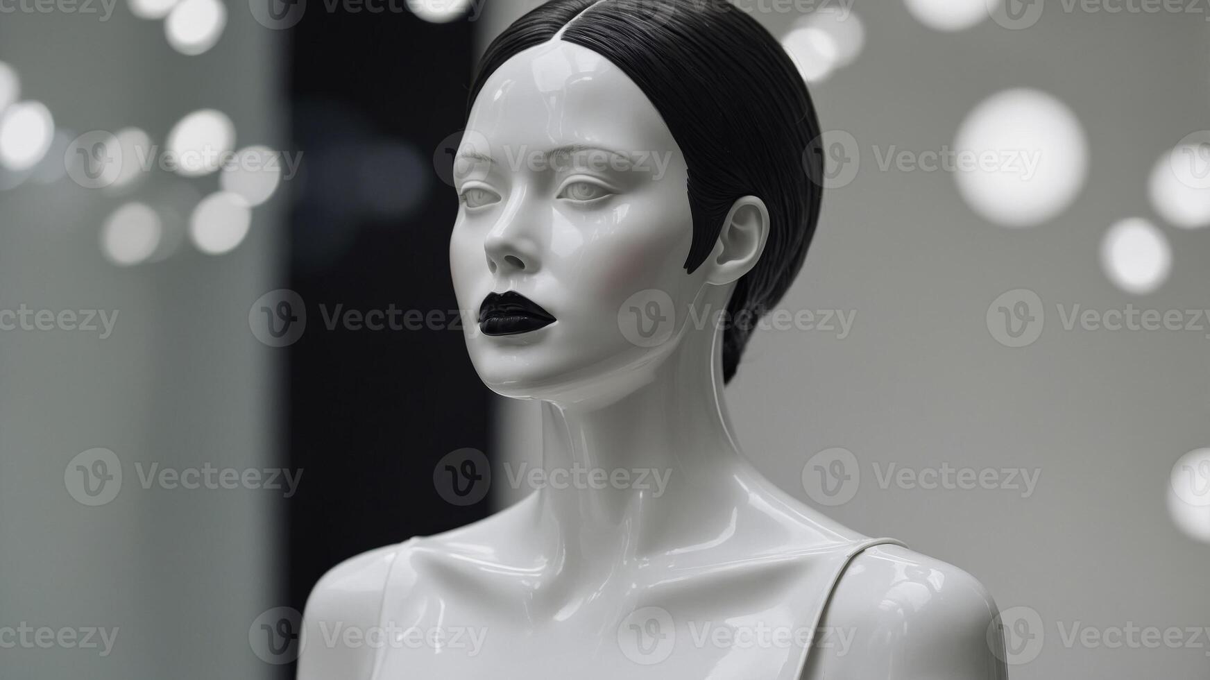 Head Its Surrounding Light White With Mannequin Black. photo