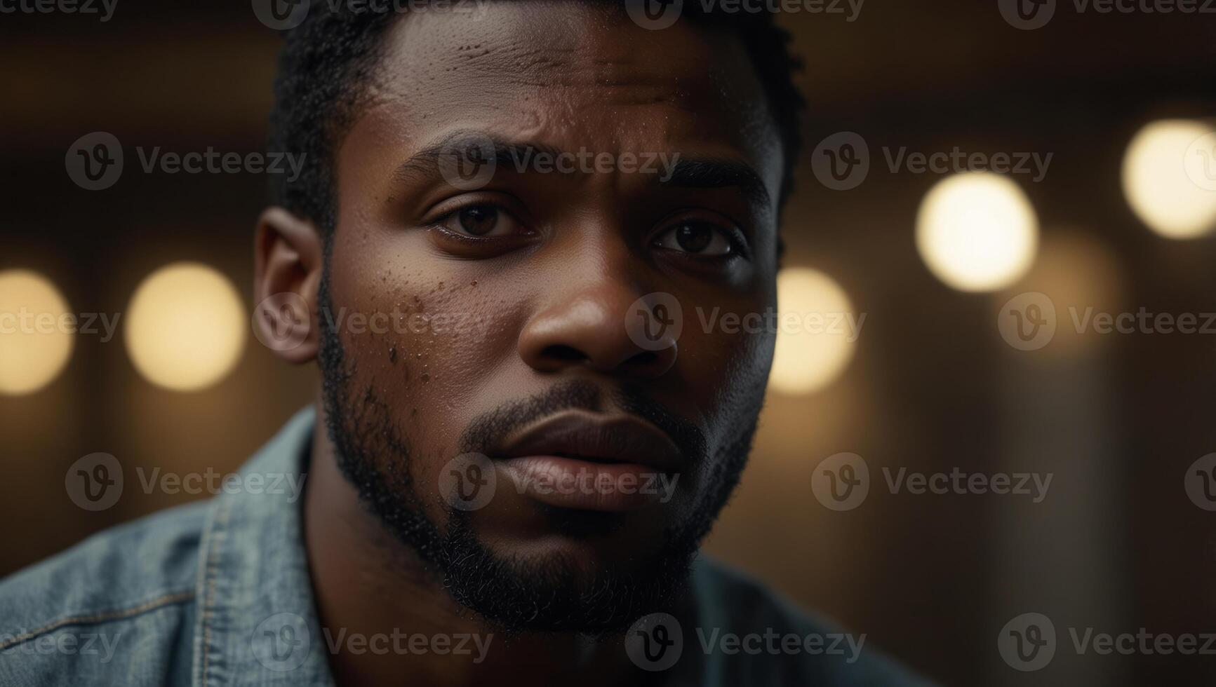 Young african american man looking sad and depressed. photo