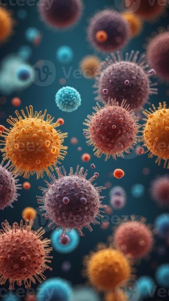Top down view of samples of bacteria and virus samples in a science lab. photo