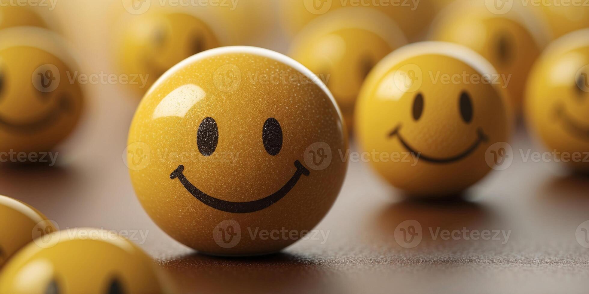 Glossy yellow smiley face on a soft gradient background capturing the joy and simplicity of happiness in a clean minimalist style. photo