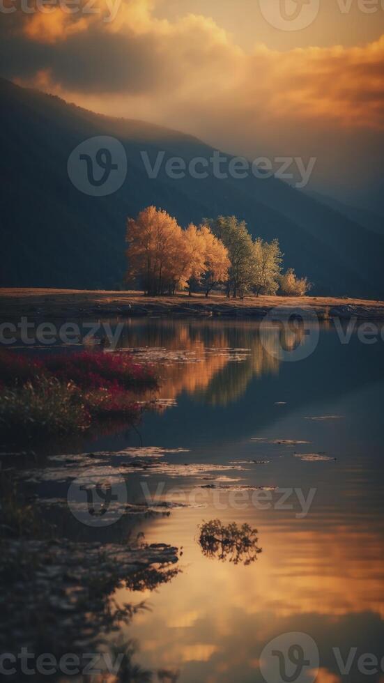 A lake that reflects not the sky above, but alternate realities in the universe. photo