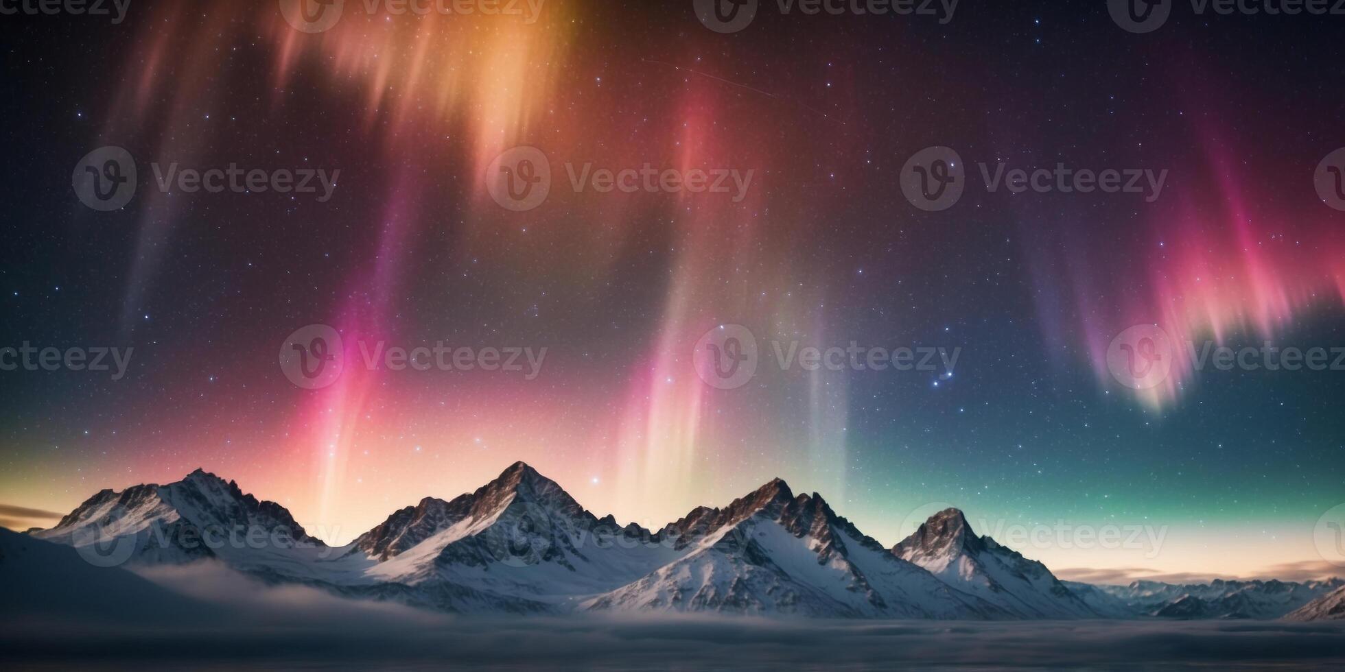 Luminous geometric aurora in polar skies background. photo