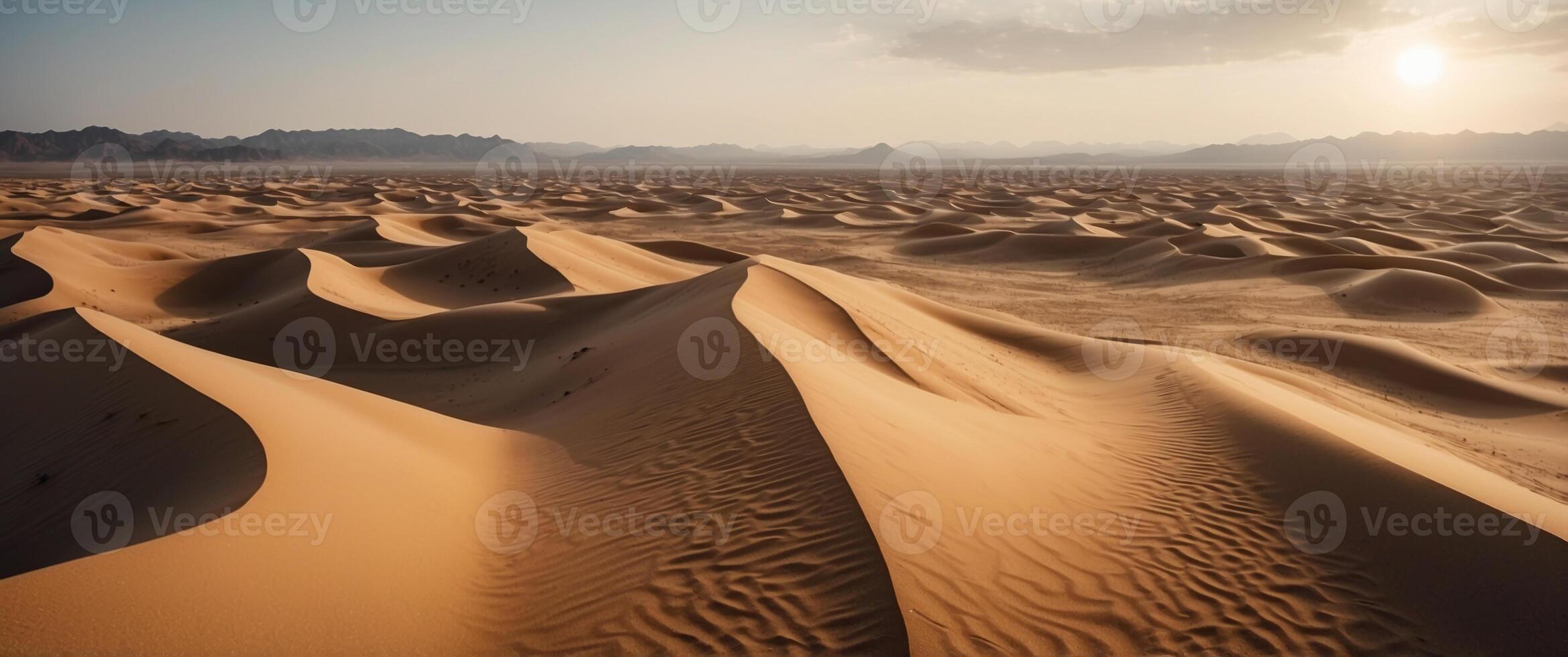 Aerial View of Golden Sand Dunes in a Desert Landscape. photo