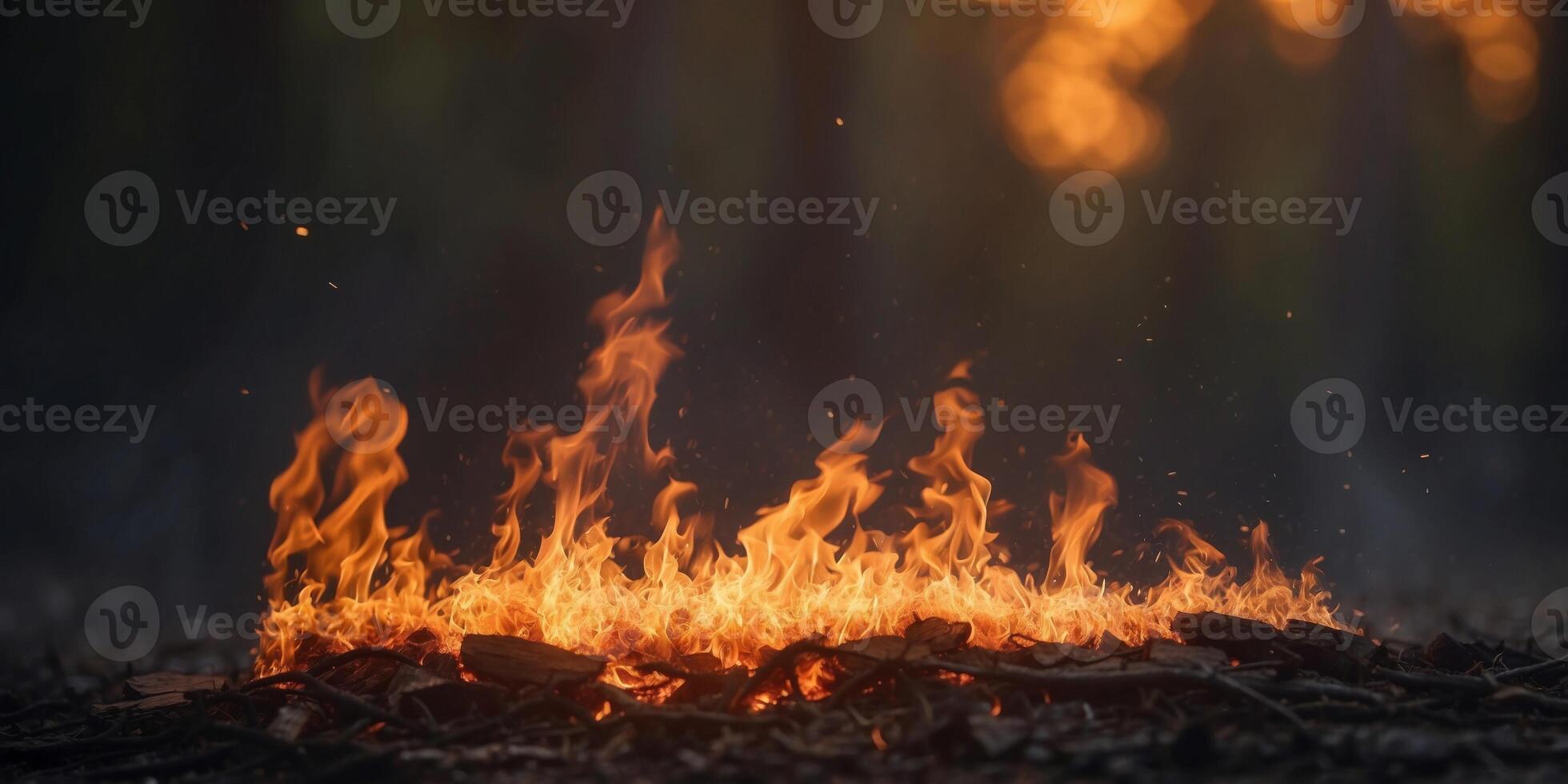 Earth on fire with Wildfire forest fire in climate change. photo