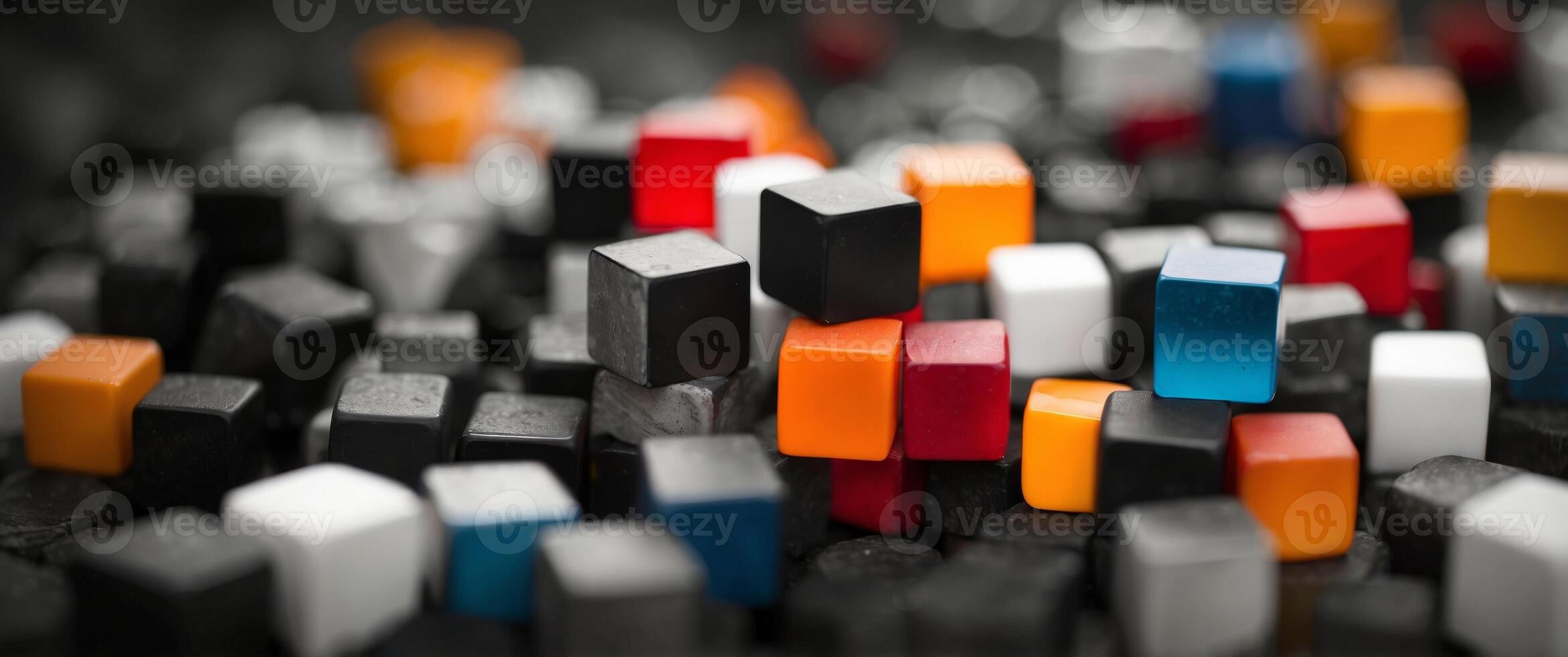 A black and white image of a bunch of cubes. photo