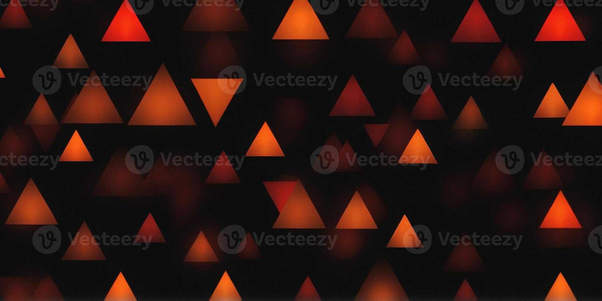 A glowing grid of red and orange triangles over a deep black surface. photo