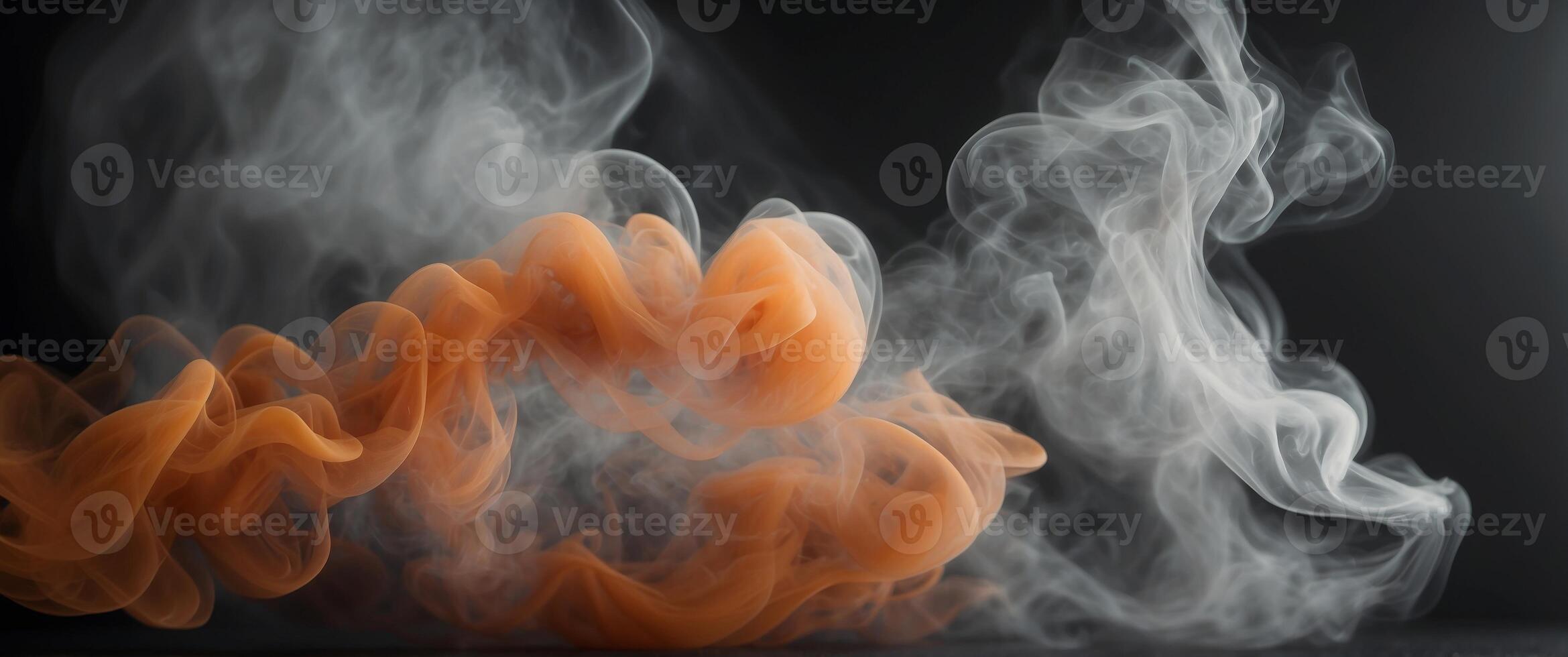 A black and white image of smoke with a white line in the middle. photo