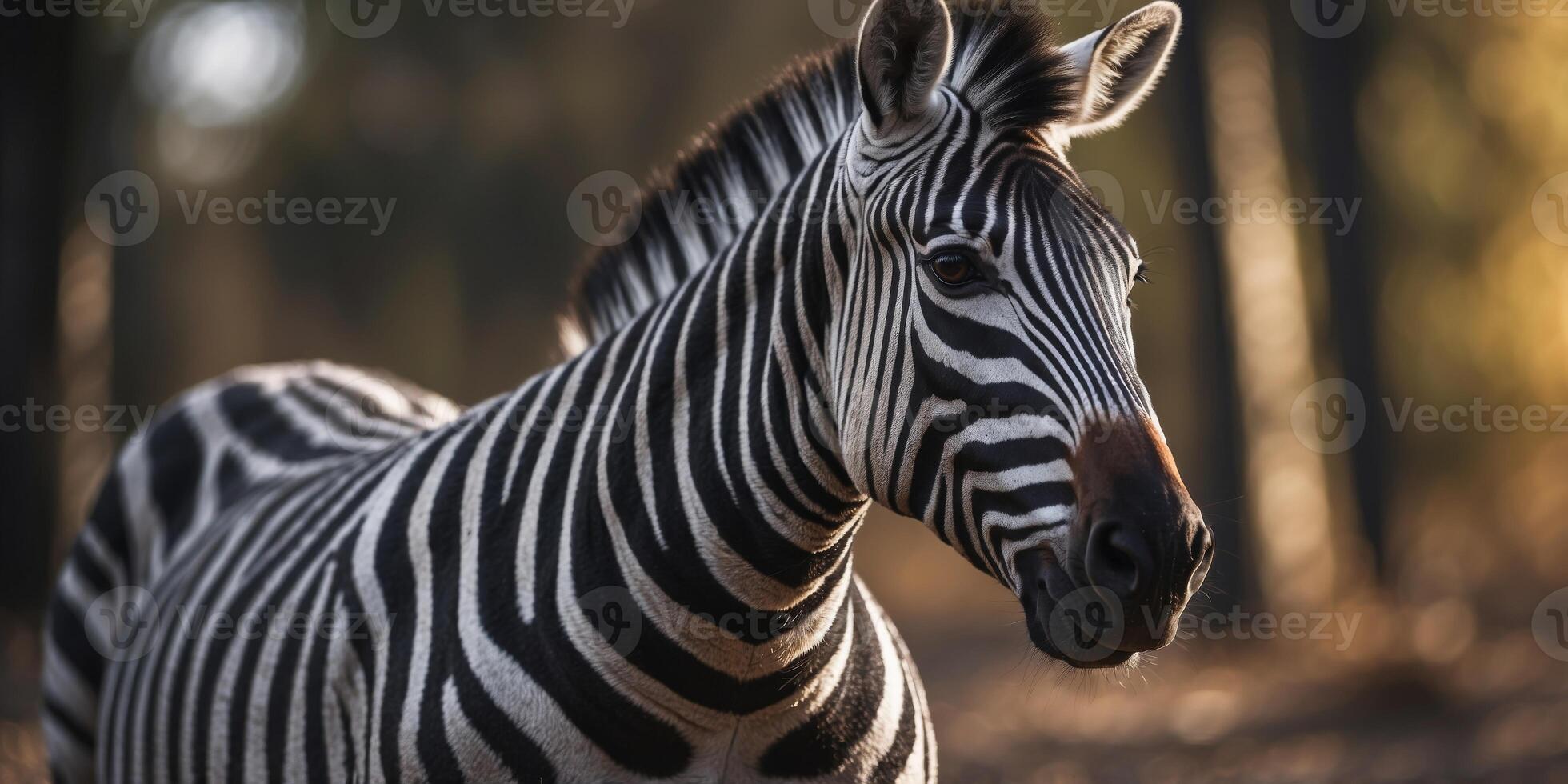 A stylish zebra dressed in a sleek black and white striped business suit. photo