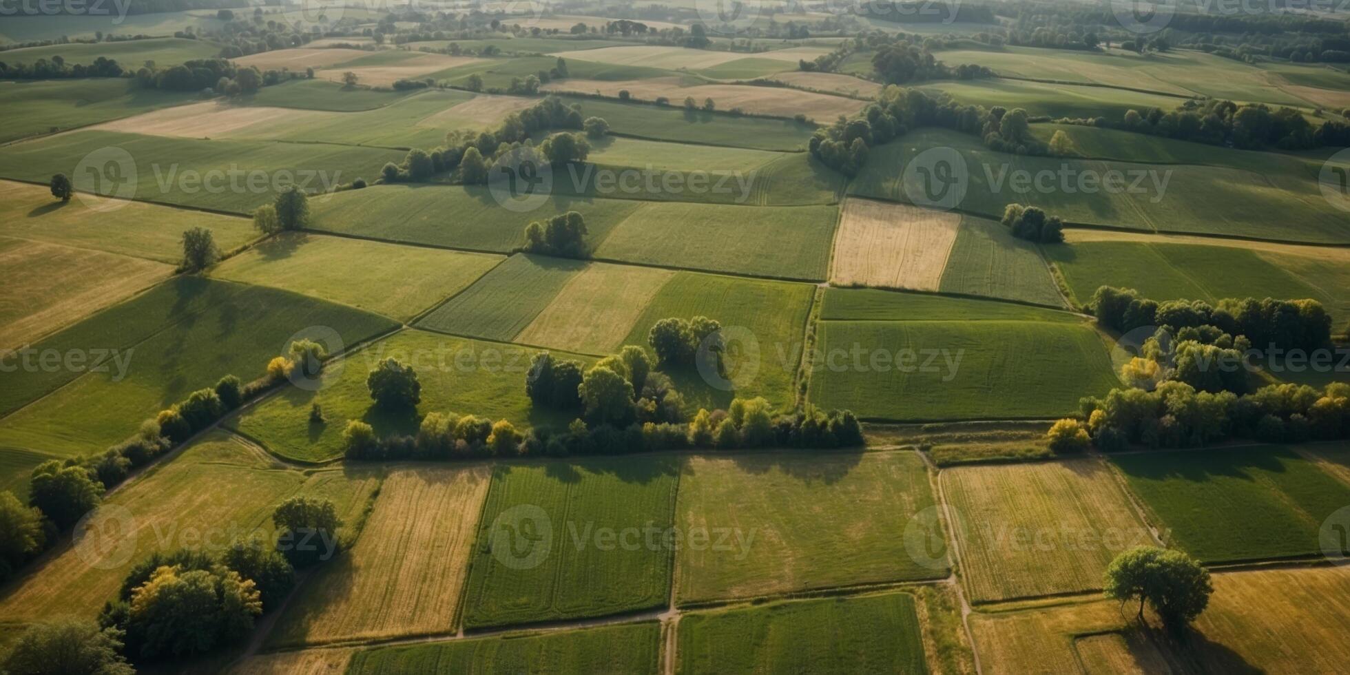 green fields top view aerial view in the summer. photo